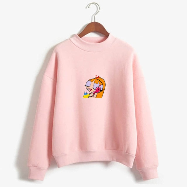 Kawaii Powerpuff  Cute Girls Sweatshirt  Fashion Women's Clothing Sweatshirt Cartoon Print Hoody Girls Kawaii Pullovers Tops